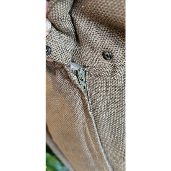 Vintage 80s Beau David Linen Blend Fringe Dress Women‎ Sz 8 Olive Green - Picture 6 of 12